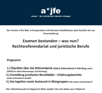 Zum Artikel "a*jfe: Examen bestanden – was nun? – Rechtsreferendariat und juristische Berufe"