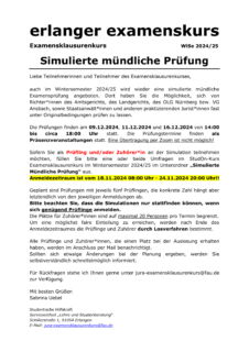 Zum Artikel "Ankündigung simulierte mündliche Prüfung WiSe 2024/25"